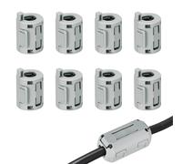sourcing map 8Pcs Clip-on Ferrite Ring Core, RFI EMI Noise Suppression Filter Cable Clip Ferrite Beads for 7mm USB Audio Video Data Cables, for Interference Reduction, Grey,Cylinder with Ears