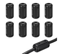sourcing map 8Pcs Clip-on Ferrite Ring Core, RFI EMI Noise Suppression Filter Cable Clip Ferrite Beads for 7mm USB Audio Video Data Cables, for Interference Reduction, Black,Cylinder Round