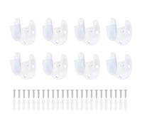 sourcing map 8Pcs Closet Rod End Supports, 0.75" Stainless Steel Flange Rod Holder Bracket End Supports with Screws for Bathroom Closet Curtain, White