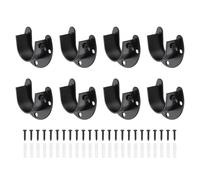 sourcing map 8Pcs Closet Rod End Supports, 1.26" Stainless Steel Flange Rod Holder Bracket End Supports with Screws for Bathroom Closet Curtain, Black