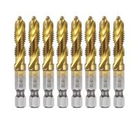 sourcing map 8pcs Combination Drill and Tap Bits Metric M8 x 1.25 Thread 1/4" Hex Shank Titanium Coated Threading Screw Taps 4341 High Speed Steel Machine Drilling Tapping Tool Kit