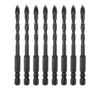 sourcing map 8pcs Concrete Masonry Drill Bits 6mm (1/4") Tungsten Carbide Tip Chrome Plated Long Triangle Cross Drill Bit for Ceramic Tile Brick Glass Plastic Wood, Black