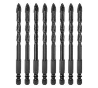 sourcing map 8pcs Concrete Masonry Drill Bits 8mm (5/16") Tungsten Carbide Tip Chrome Plated Long Triangle Cross Drill Bit for Ceramic Tile Brick Glass Plastic Wood, Black