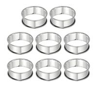 sourcing map 8pcs Crumpet Rings 2.36" Nonstick Round Cake Ring Stainless Steel Double Rolled English Pastry Rings for Kitchen Baking Crumpet Dessert, Silver
