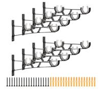 sourcing map 8Pcs Curtain Rod Brackets, 195mm Double Drapery Rod Holders for 1" Pole, Curtain Rods Hook Hangers Support Wall Mount with Screws, Matte Black