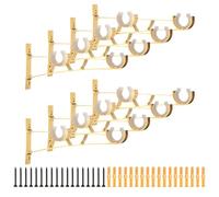 sourcing map 8Pcs Curtain Rod Brackets, 195mm Double Drapery Rod Holders for 1" Pole, Curtain Rods Hook Hangers Support Wall Mount with Screws, Bright Gold
