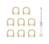 sourcing map 8pcs D-Rings Screw in Shackle 1/2" Metal Horseshoe U Shape Semicircle D Ring Purse Key Holder with Screwdriver for DIY Leather Craft Keychain Collar Accessories, Light Gold