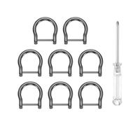 sourcing map 8pcs D-Rings Screw in Shackle 3/4" Metal Horseshoe U Shape Semicircle D Ring Purse Key Holder with Screwdriver for DIY Leather Craft Keychain Collar Accessories, Gun Black