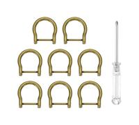sourcing map 8pcs D-Rings Screw in Shackle 3/4" Metal Horseshoe U Shape Semicircle D Ring Purse Key Holder with Screwdriver for DIY Leather Craft Keychain Collar Accessories, Copper