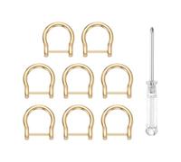 sourcing map 8pcs D-Rings Screw in Shackle 3/4" Metal Horseshoe U Shape Semicircle D Ring Purse Key Holder with Screwdriver for DIY Leather Craft Keychain Collar Accessories, Light Gold