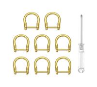 sourcing map 8pcs D-Rings Screw in Shackle 5/8" Metal Horseshoe U Shape Semicircle D Ring Purse Key Holder with Screwdriver for DIY Leather Craft Keychain Collar Accessories, Deep Gold
