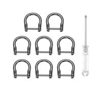 sourcing map 8pcs D-Rings Screw in Shackle 5/8" Metal Horseshoe U Shape Semicircle D Ring Purse Key Holder with Screwdriver for DIY Leather Craft Keychain Collar Accessories, Gun Black
