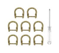 sourcing map 8pcs D-Rings Screw in Shackle 5/8" Metal Horseshoe U Shape Semicircle D Ring Purse Key Holder with Screwdriver for DIY Leather Craft Keychain Collar Accessories, Copper