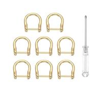 sourcing map 8pcs D-Rings Screw in Shackle 5/8" Metal Horseshoe U Shape Semicircle D Ring Purse Key Holder with Screwdriver for DIY Leather Craft Keychain Collar Accessories, Light Gold