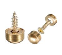 sourcing map 8Pcs Decorative Screws with Caps, 9mm Dia Brass Mirror Screws Mirror Fixing Screws Fasteners for Mirrors Tables Furniture, Gold