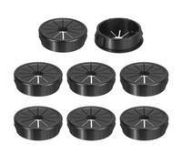 sourcing map 8Pcs Desk Grommet Black, Snap Bushing Grommet With Shutter for Holes with 1.38"(35mm) Mounting, Round Nylon Snap in Cable Desk Grommet for Cables and Cords Management