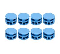 sourcing map 8Pcs Double Hole Cord Locks, 4mm Round Metal Spring Toggle Stopper Clip for Shoelaces Drawstrings Paracord, Light Blue