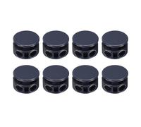 sourcing map 8Pcs Double Hole Cord Locks, 4mm Round Metal Spring Toggle Stopper Clip for Shoelaces Drawstrings Paracord, Navy Blue