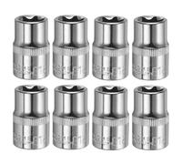 sourcing map 8pcs E-Torx Socket 1/2" Drive E18 External Torx Deep Socket CR-V 6 Point Spline Socket Star Female Bit Socket for Auto Repairs Home Maintenance DIY Hand-Making 1.5" Length