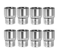 sourcing map 8pcs E-Torx Socket 1/2" Drive E24 External Torx Deep Socket CR-V 6 Point Spline Star Female Bit Sockets for Auto Repairs Home Maintenance DIY Hand-Making 1.5" Length