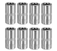 sourcing map 8pcs E-Torx Socket 1/4" Drive E10 External Torx Deep Socket CR-V 6 Point Spline Socket Star Female Bit Socket for Auto Repairs Home Maintenance DIY Hand-Making 1" Length