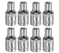 sourcing map 8pcs E-Torx Socket 1/4" Drive E4 External Torx Deep Socket CR-V 6 Point Spline Socket Star Female Bit Socket for Auto Repairs Home Maintenance DIY Hand-Making 1" Length