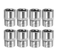 sourcing map 8pcs E-Torx Socket 3/8" Drive E18 External Torx Deep Socket CR-V 6 Point Spline Socket Star Female Bit Socket for Auto Repairs Home Maintenance DIY Hand-Making 1.2" Length