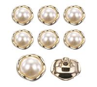 sourcing map 8Pcs Faux Pearl Buttons, 18mm / 0.71" Fashion Vintage Button Round Sew on Embellishment for Clothing Sweater Coats Suits Dress Knitting Decoration, Gold