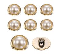 sourcing map 8Pcs Faux Pearl Buttons, 18mm / 0.71" Fashion Vintage Button Round Sew on Embellishments for Clothing Sweater Coats Suits Dress Knitting Decoration, Gold