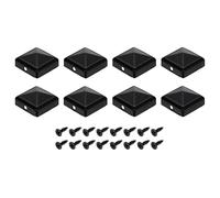sourcing map 8Pcs Fence Post Caps, 40mm/1.57-inch Square Column Cap, Waterproof Iron Pyramid Post Cap Cover with Screws Fit for Metal Wood Fence Deck Mailbox Patio, Black