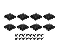 sourcing map 8Pcs Fence Post Caps, 60mm/2.36-inch Square Column Cap, Waterproof Iron Pyramid Post Cap Cover with Screws Fit for Metal Wood Fence Deck Mailbox Patio, Black