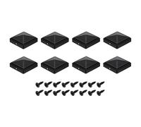 sourcing map 8Pcs Fence Post Caps, 80mm/3.15-inch Square Column Cap, Waterproof Iron Pyramid Post Cap Cover with Screws Fit for Metal Wood Fence Deck Mailbox Patio, Black