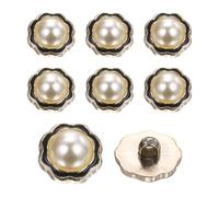 sourcing map 8Pcs Flower Shape Faux Pearl Buttons, 18mm / 0.71" Fashion Vintage Button Round Sew on Embellishments for Clothing Sweater Coats Suits Dress Knitting Decoration, Black