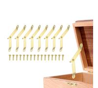 sourcing map 8Pcs Folding Lid Support Hinges, 2.7" 180 Degree Rotatable Hinges, Iron Lid Stay Hinge for for Cabinet Wardrobe Wooden Jewelry Box Cupboard Storage Shelve, Gold Tone