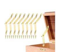 sourcing map 8Pcs Folding Lid Support Hinges, 2.8" 180 Degree Rotatable Hinges, Iron Lid Stay Hinge for for Cabinet Wardrobe Wooden Jewelry Box Cupboard Storage Shelve, Gold Tone