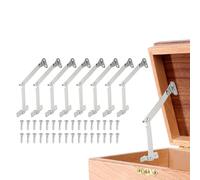 sourcing map 8Pcs Folding Lid Support Hinges, 3.5" 180 Degree Rotatable Hinges, Iron Lid Stay Hinge for for Cabinet Wardrobe Wooden Jewelry Box Cupboard Storage Shelve, Silver