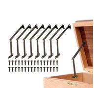 sourcing map 8Pcs Folding Lid Support Hinges, 4.3" 180 Degree Rotatable Hinges, Iron Lid Stay Hinge for for Cabinet Wardrobe Wooden Jewelry Box Cupboard Storage Shelve, Bronze Tone