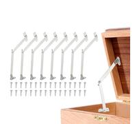 sourcing map 8Pcs Folding Lid Support Hinges, 4.3" 180 Degree Rotatable Hinges, Iron Lid Stay Hinge for for Cabinet Wardrobe Wooden Jewelry Box Cupboard Storage Shelve, Silver