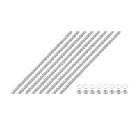 sourcing map 8pcs Fully Threaded Rod, M3 x 100mm 201 Stainless Steel Right Hand Threads Rods with Nuts and Flat Washer Fully Studding Rod Bar for Clamps, Hangers and U-Bolts