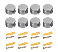 sourcing map 8pcs Glass Shelf Bracket Metal Adjustable Wall Mount Mirror Hanger Bathroom Glass Clamp Shelf Clip Support Hardware Replacement Parts for Less Than 0.23" Glass Shelves, Silver