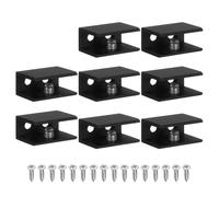 sourcing map 8pcs Glass Shelf Brackets Metal Adjustable Glass Clamps Shelf Bracket Clamp Bathroom Shelf Clip Support Holder Hardware Replacement Parts for Less Than 0.35" Shelving, Black