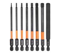 sourcing map 8pcs H1.5/2/2.5/3/4/5/6/8 Hex Head Drill Bit Wrench Kit Metric Flat Tip 1/4" Hex Shank 100mm (4") Long Magnetic Hexagonal Screw Driver Socket Industrial Screwdriver Power Bits