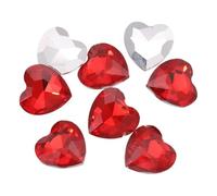 sourcing map 8Pcs Heart Rhinestones, 27mm Pointed Back Heart Glass Rhinestone Gems Crystal for Jewelry Making Costume DIY Crafts, Red