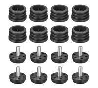 sourcing map 8Pcs Inserts for Round Tubes with Leveling Feet, for 35mm/1.38" OD Round Tube, M8-1.25mm Thread Black Plastic Furniture Chair Blanking End Caps Insert Plugs