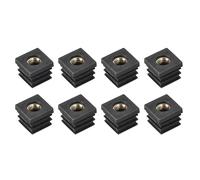 sourcing map 8Pcs Inserts for Square Tubes with M8-1.25mm Thread, for 0.87"x0.87" OD Square Tube, Black Plastic Plug Caster Insert Chair End Caps Furniture