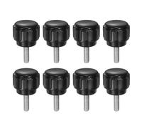 sourcing map 8pcs Knurled Clamping Knobs M3 x 10mm Metric Zinc Plated Carbon Steel Male Thread Thumb Screw on Type 14mm Plastic Round Head Threaded Hand Bolt Stud Knobs Black
