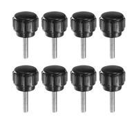 sourcing map 8pcs Knurled Clamping Knobs M3 x 14mm Metric Zinc Plated Carbon Steel Male Thread Thumb Screw on Type 14mm Plastic Round Head Threaded Hand Bolt Stud Knobs Black