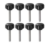 sourcing map 8pcs Knurled Clamping Knobs M4 x 25mm Metric 304 Stainless Steel Male Thread Thumb Screw on Type 18mm Plastic Round Head Threaded Hand Bolt Stud Knobs Black