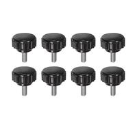 sourcing map 8pcs Knurled Clamping Knobs M4 x 8mm Metric 304 Stainless Steel Male Thread Thumb Screw on Type 18mm Plastic Round Head Threaded Hand Bolt Stud Knobs Black