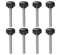 sourcing map 8pcs Knurled Clamping Knobs M5 x 40mm Metric 304 Stainless Steel Male Thread Thumb Screw on Type 18mm Plastic Round Head Threaded Hand Bolt Stud Knobs Black